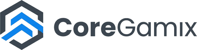 Core Gamix official logo featuring a stylized 'CG' emblem in a modern, geometric font.