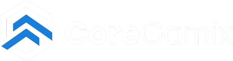 Core Gamix official logo featuring a stylized 'CG' emblem in a modern, geometric font.