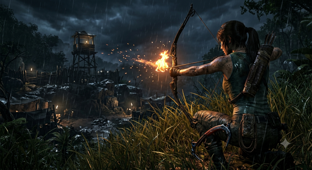 Tomb Raider GOTY edition gameplay bow and arrow stealth combat