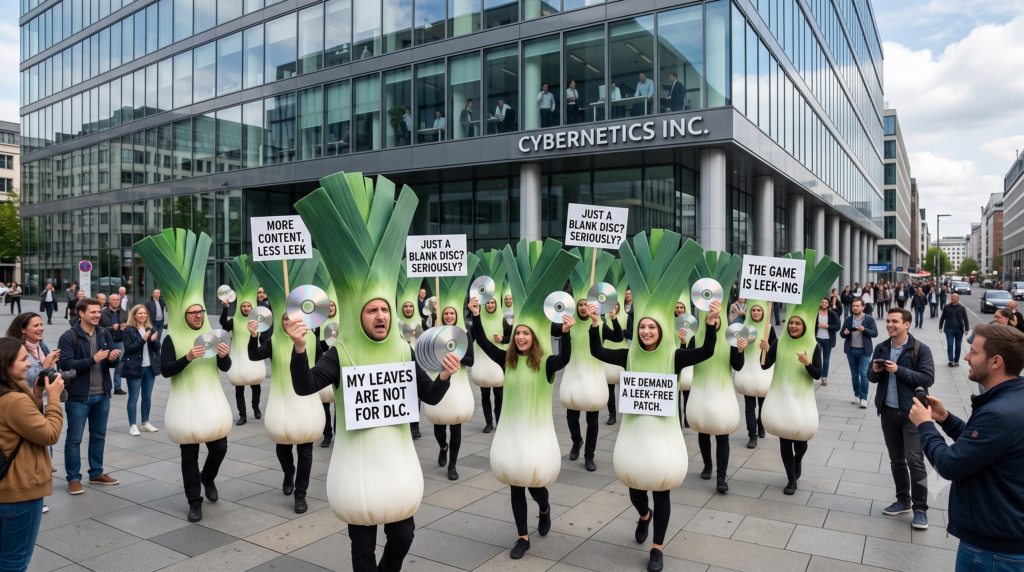 Protestors dressed as leeks demanding GTA 6