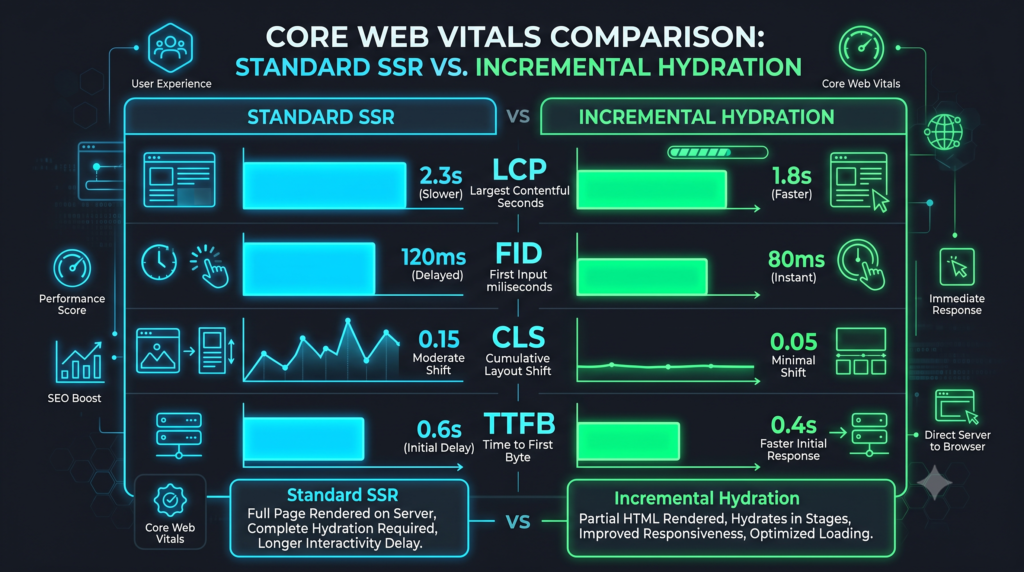 Core Web Vitals chart illustrating Angular SSR optimization benefits